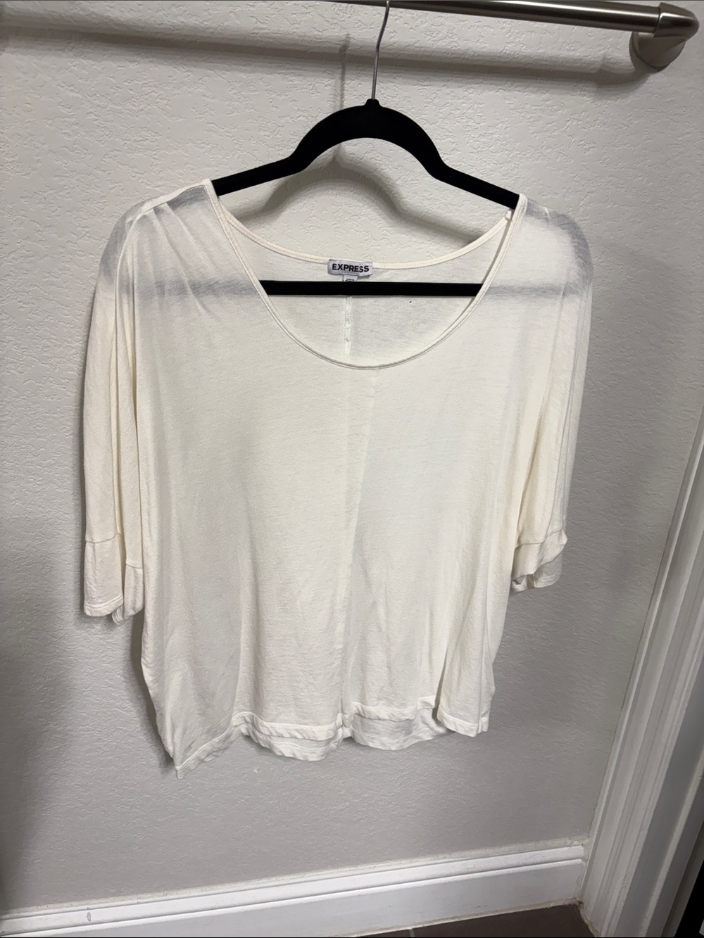 Express Cream Scoop Neck Short Sleeve Top